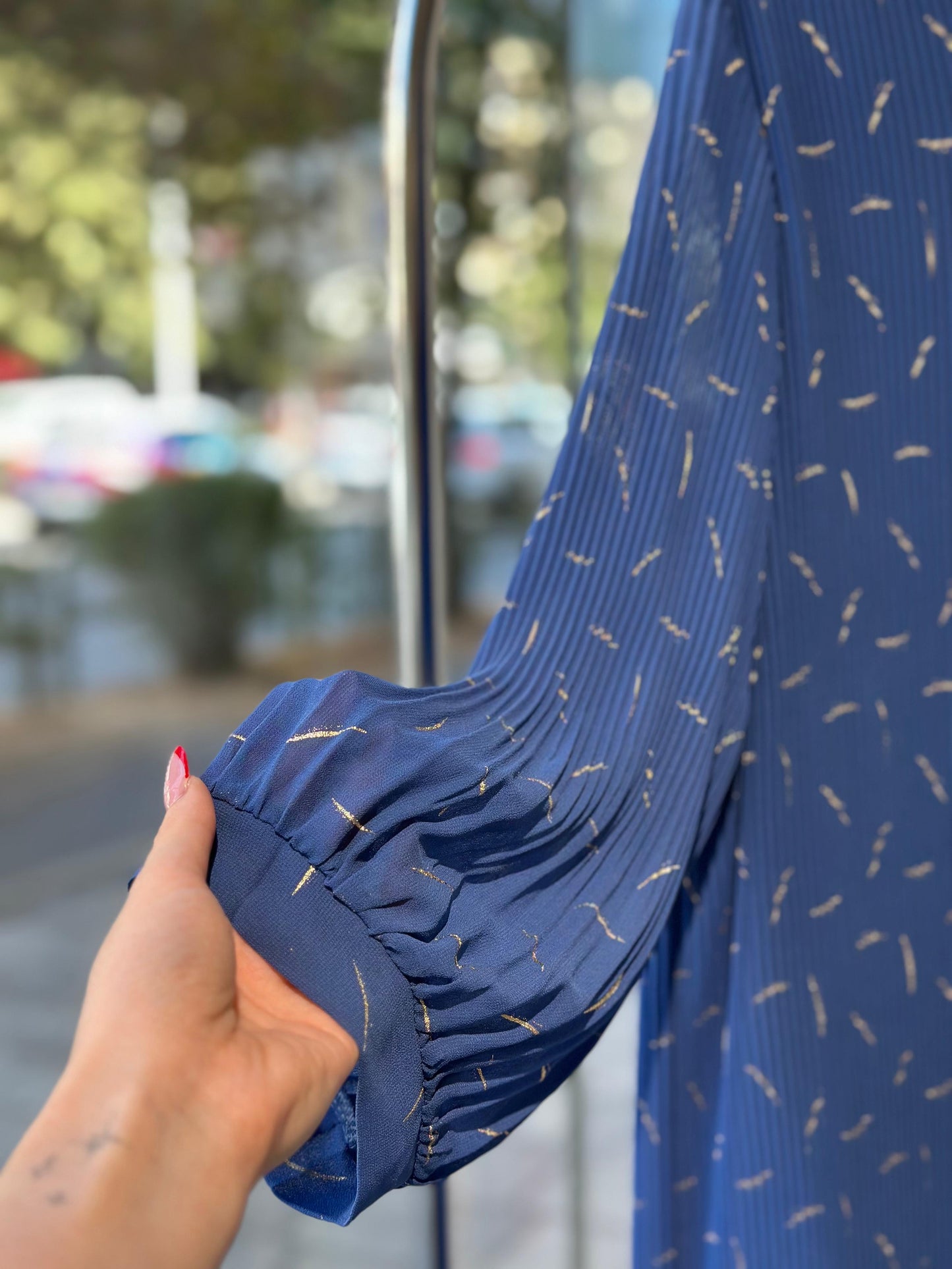 Fustan Blu me print
