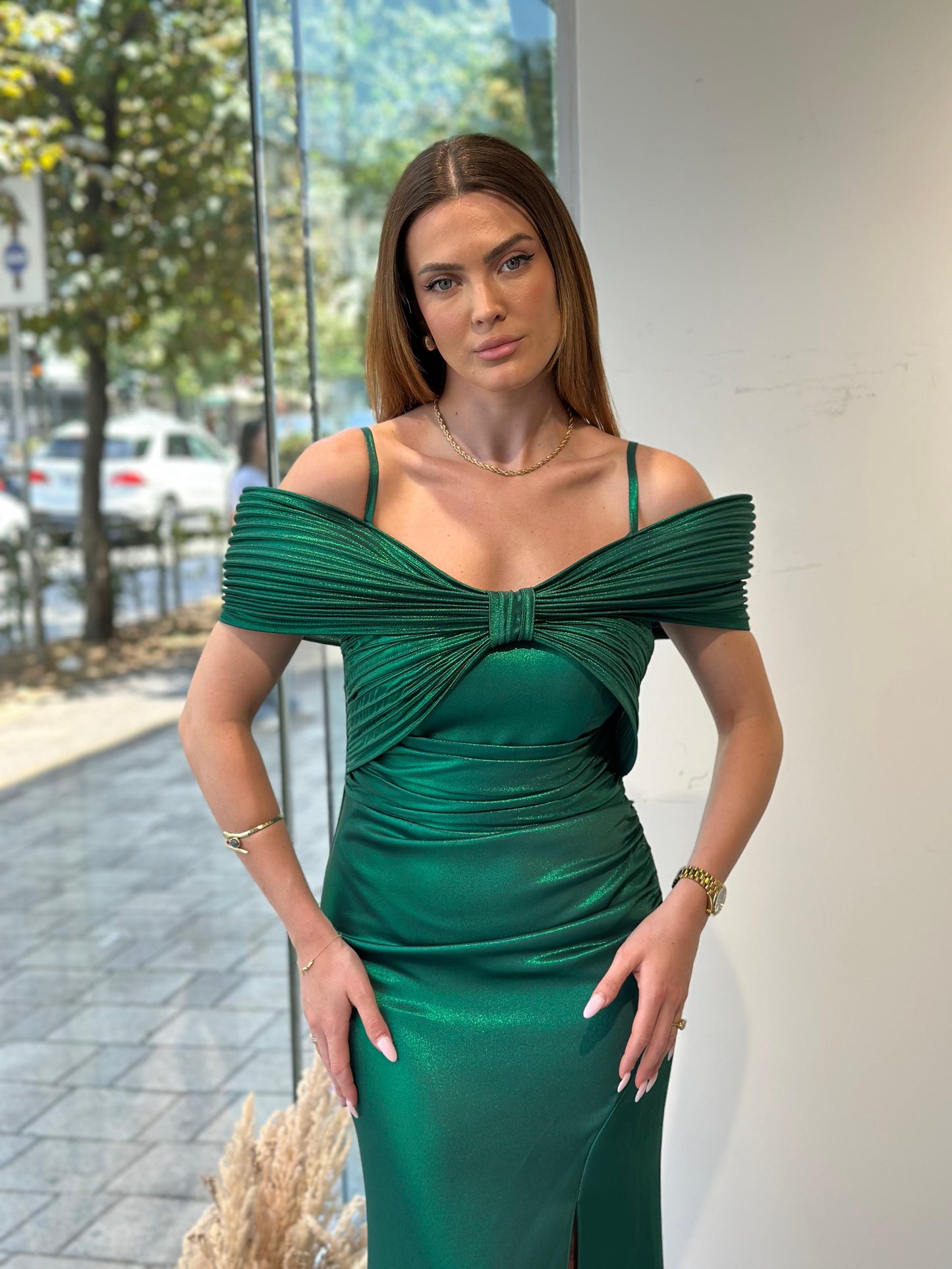 Fustan evening me fjongo