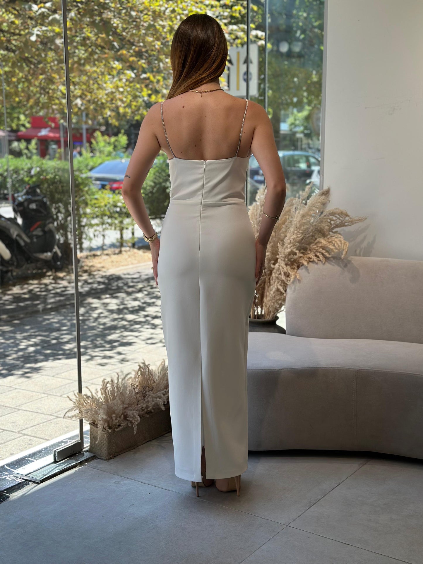 Fustan slimfit me rripa me gurë