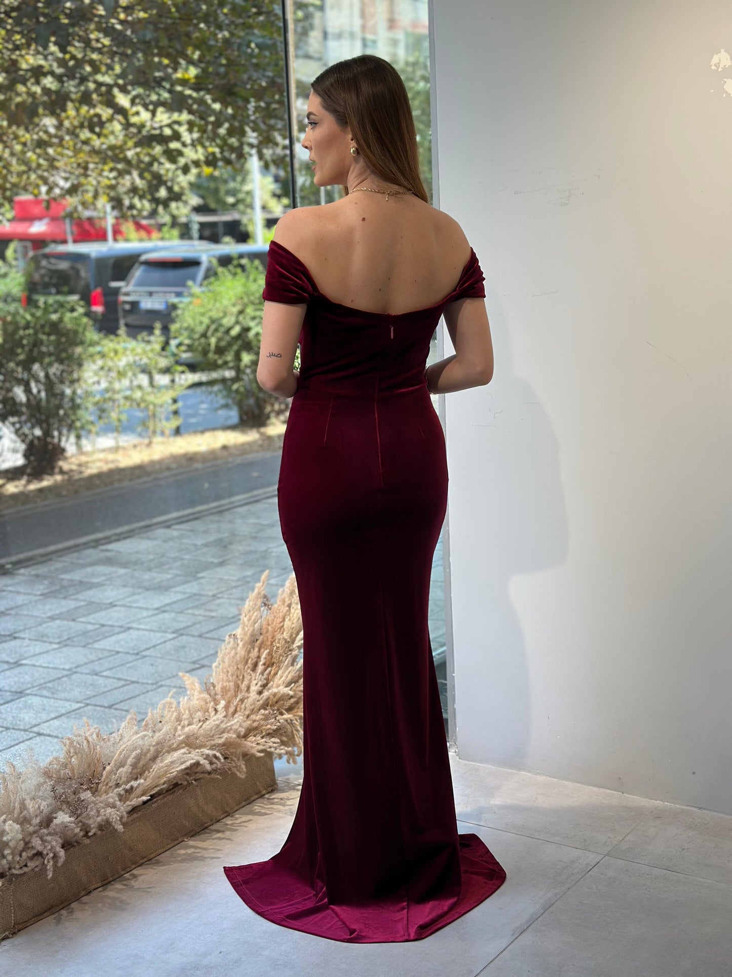 Fustan bordo evening