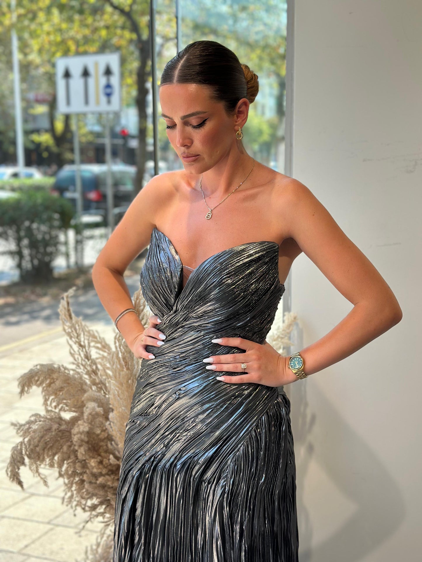 Fustan evening “Silvery”