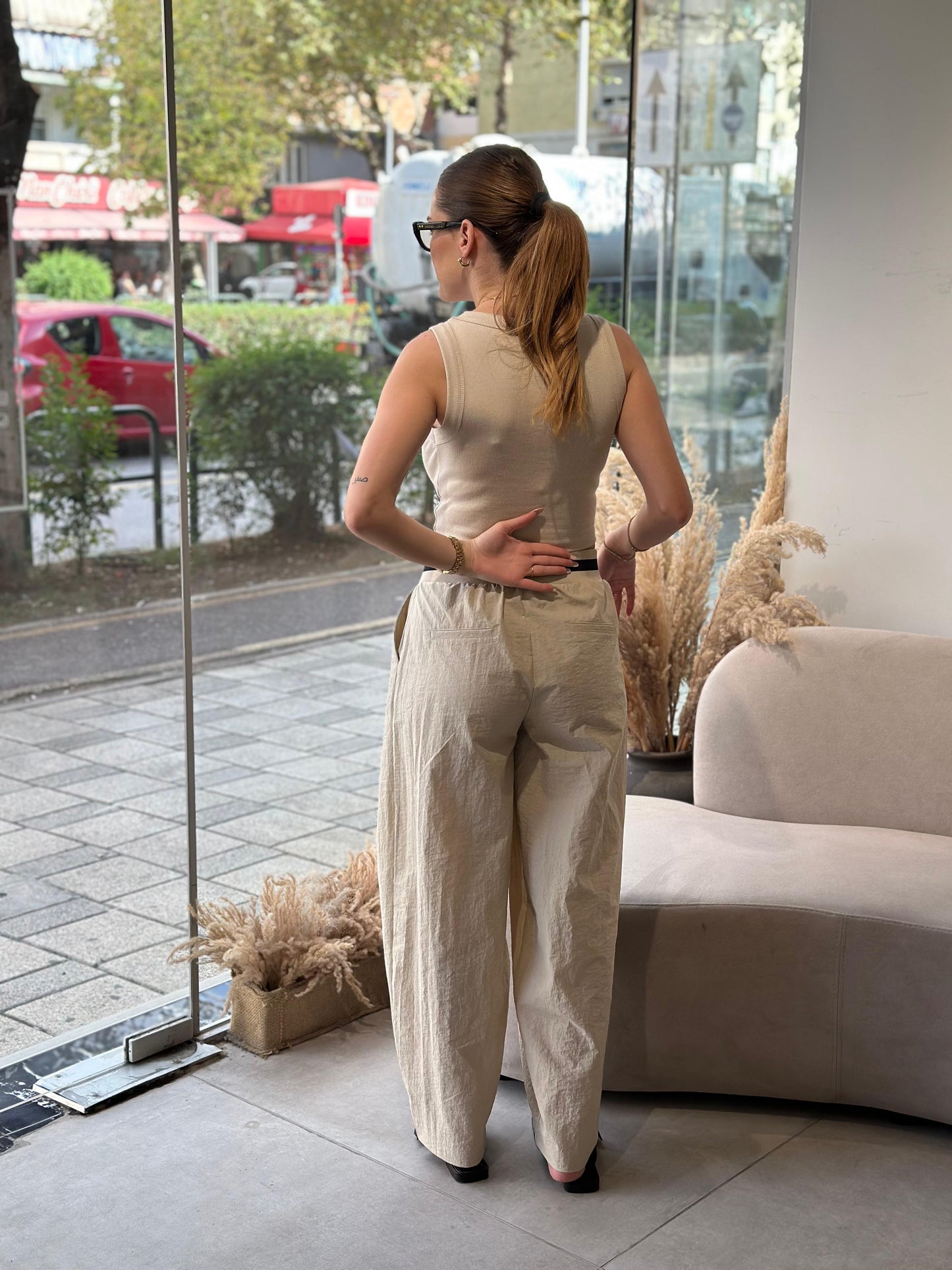 Pants beige parachute
