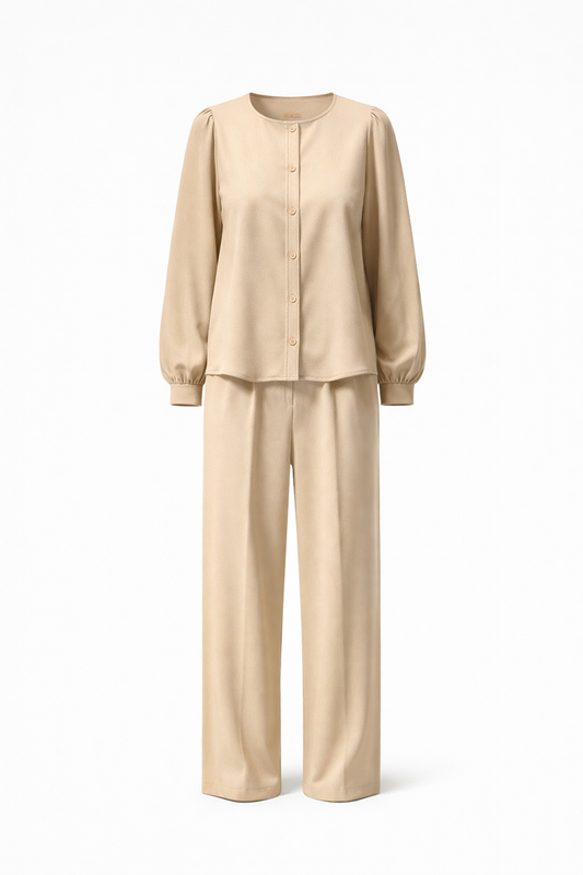 Set bezhë bluzë + pantallona